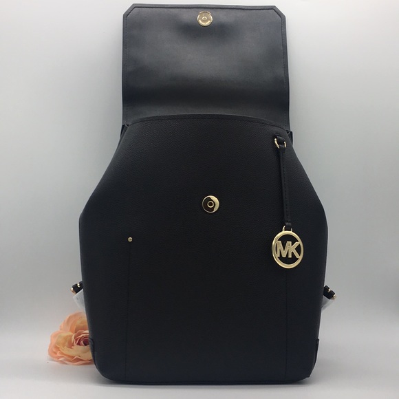 MICHAEL KORS HAYES MEDIUM BACKPACK BLACK LEATHER - Picture 2 of 16